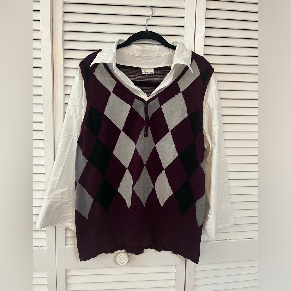 Women’s argyle sweater vest and shirt